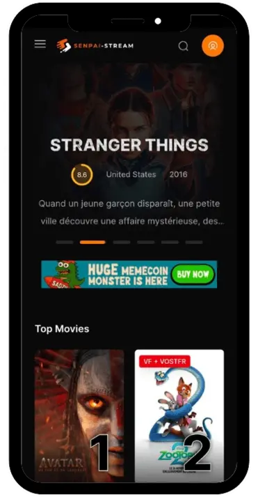 Home 10 Senpai stream Main Interface Webp